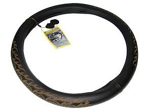 Обплетення шкіра 120713 BK M чорна з візерунком/один шов