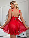 Спокусливий напівпрозорий пеньюар з трусиками преміум - червоний S (ПІН-АНТІ-РЮШ-ЧЕРВ), фото 2