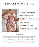 Атласний преміум пеньюар міні з вирізом - чорний S (ПІН-БІЖ-МІР-ЧОР), фото 4