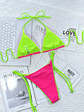 Яскравий роздільний купальник на зав'язках – рожевий/салатовий L (KUP-MOT-YAR-LEO-PINK-GREEN), фото 3