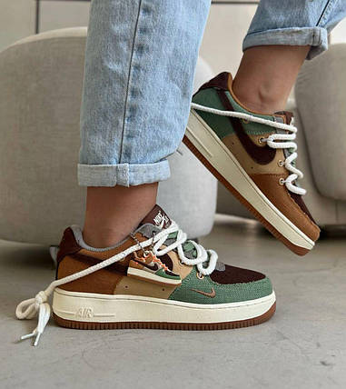 Чоловічі кросівки Nike Air Force Voodoo low Brown Green Nike Air Force Voodoo low Brown Green Найк Аїр Форс зелені з коричневим де, фото 1
