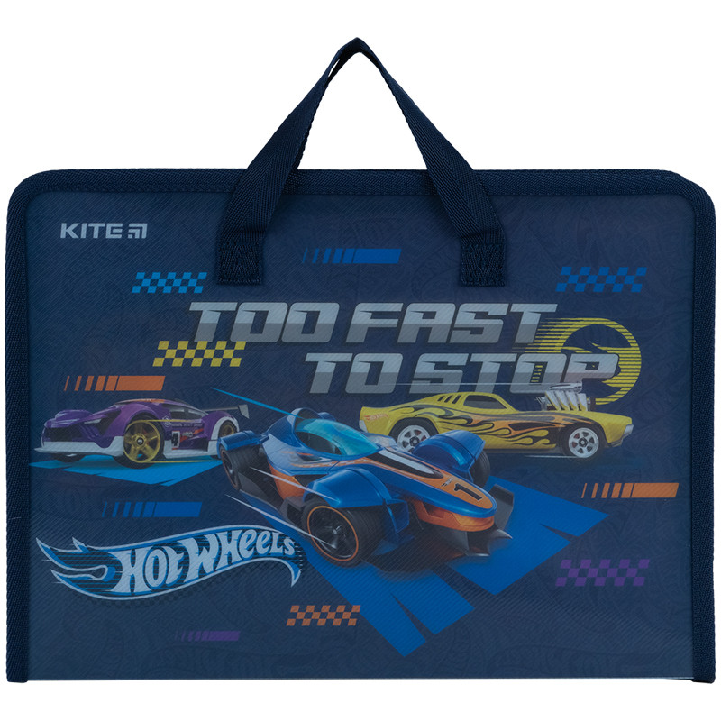 Папка-портфель на блискавці Kite Hot Wheels А4 на 1 відділення, 34х24 см (HW24-202)