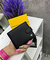 Чоловічий шкіряний гаманець портмоне на кнопці чорний натуральна шкіра