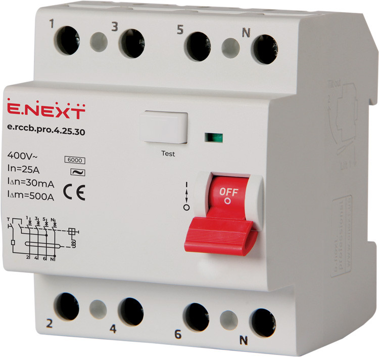 P003029 Вимикач диференційного струму e.rccb.pro.4.63.300, 4р, 63А, 300мА