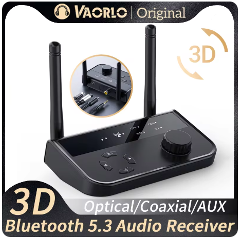 3D Bluetooth 5.3 аудіоресивер оптичний коаксіальний 3,5 мм AUX аналоговий цифровий вихід, фото 1