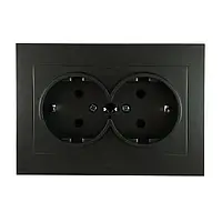 Розетка подвійна чорна Giselt Milana G8229