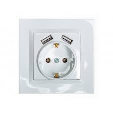Розетка із заземленням + 2 USB-виходи Giselt Milana G8010/USB