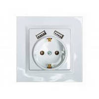 Розетка із заземленням + 2 USB-виходи Giselt Milana G8010/USB