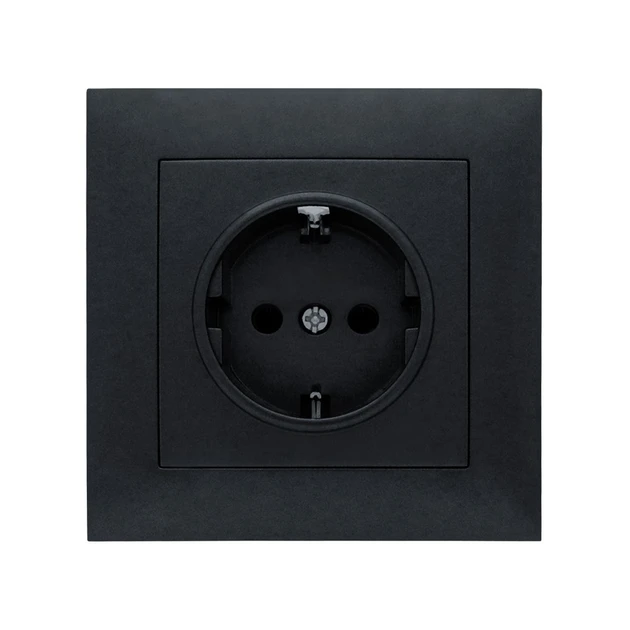Розетка із заземленням чорна Giselt Milana G8020, фото 1