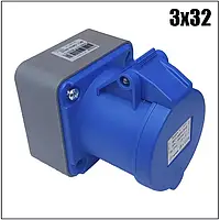 Розетка силова стаціонарна роз'єм 3*32A 220 V IP44 Bemis