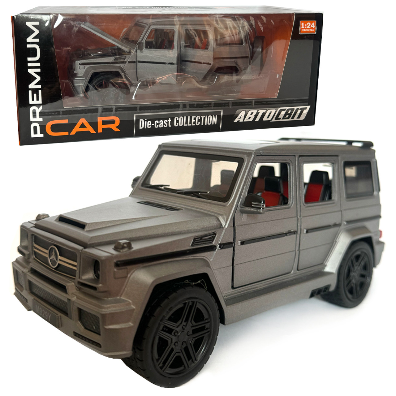 Машинка металева Mercedes-Benz G65 AMG Гелендваген мерседес сірий 1:24 світло, інерція, відкриваються двері, багажник, капот,