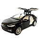 Машинка металева Tesla Model x 90D Тесла чорна 1:24 світло звук відкриваються двері баг капот резинові колеса 21*7*10 см (AP-2048), фото 4