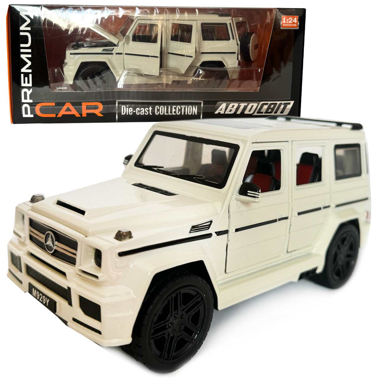 Машинка металева Mercedes-Benz G65 AMG Гелендваген Мерседес білий 1:24 світло, інерція, відкриваються двері, багажник, капот,, фото 1