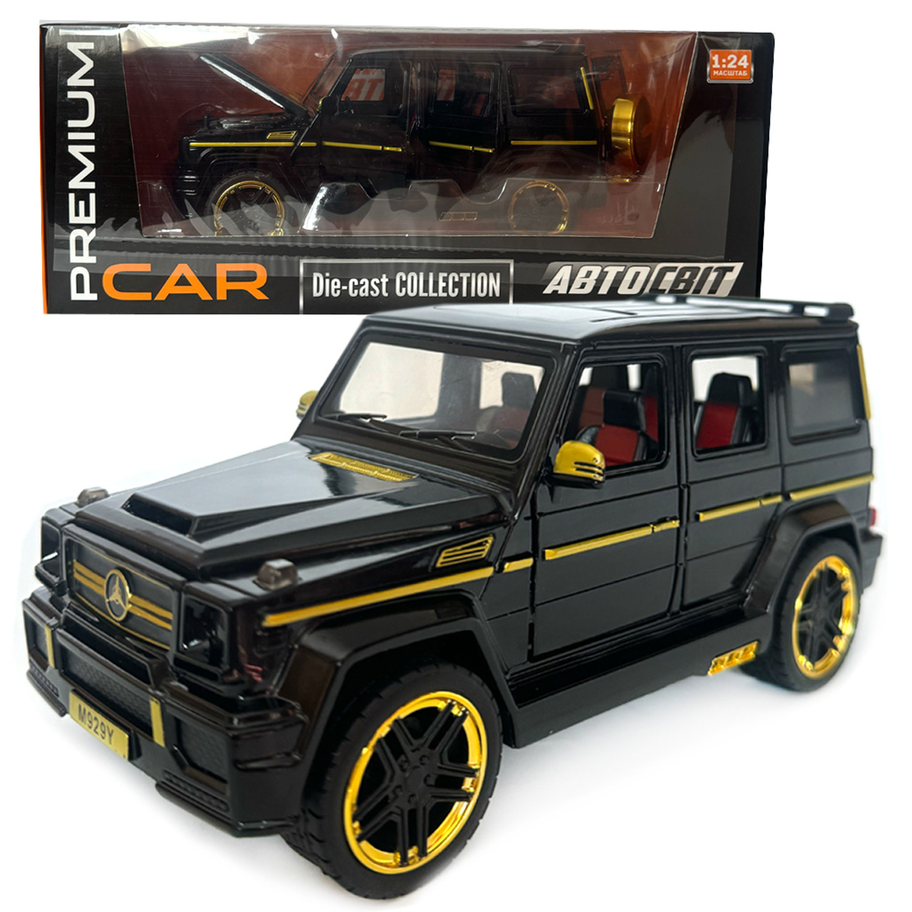 Машинка металева Mercedes-Benz G65 AMG Гелендваген Мерседес чорний 1:24 світло, інерція, відкриваються двері, багажник, капот,