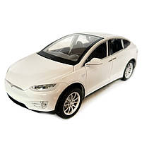 Машинка металева Tesla Model x 90D Тесла біла 1:24 світло звук відкриваються двері баг капот резинові колеса 21*7*10 см (AP-2048), фото 3