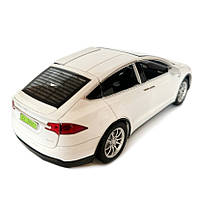 Машинка металева Tesla Model x 90D Тесла біла 1:24 світло звук відкриваються двері баг капот резинові колеса 21*7*10 см (AP-2048), фото 5