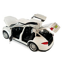 Машинка металева Tesla Model x 90D Тесла біла 1:24 світло звук відкриваються двері баг капот резинові колеса 21*7*10 см (AP-2048), фото 8