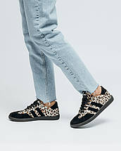 Кеди жіночі Tucino 3712821 36 чорні з леопардовими вставками шкіра, фото 2