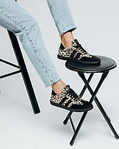 Кеди жіночі Tucino 3712821 36 чорні з леопардовими вставками шкіра, фото 3