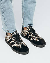 Кеди жіночі Tucino 3712821 36 чорні з леопардовими вставками шкіра, фото 4