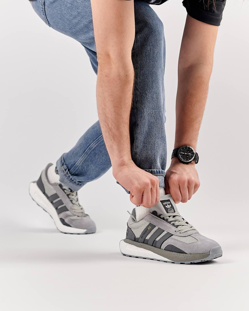 Чоловічі замшеві кросівки Adidas Originals Retropy E5 Gray, кеди Адідас сірі замша/сітка. Чоловіче взуття