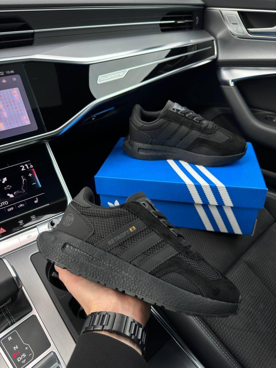 Чоловічі замшеві кросівки Adidas Originals Retropy E5 All Black, кеди Адідас чорн. замша сітка 42