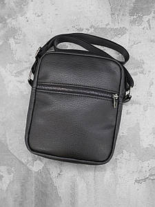 Чоловіча сумка месенджер (через плече) з екошкіри, Чорний
