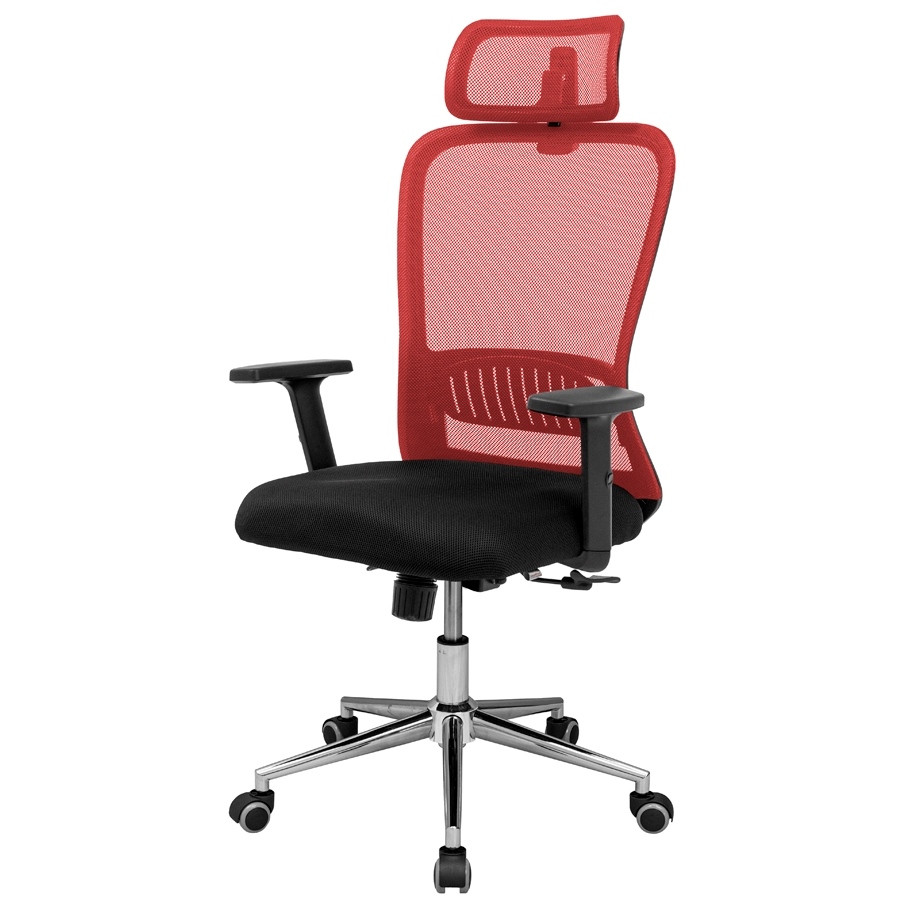 Сіткове офісне крісло з підлоговим сидіння чорне спинка червона сітка Експерт Expert Хром Richman, фото 1