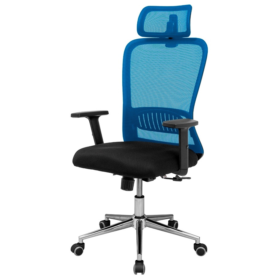 Сіткове офісне крісло з підлоговим сидіння чорне спинка синя сітка Експерт Expert Хром Richman, фото 1