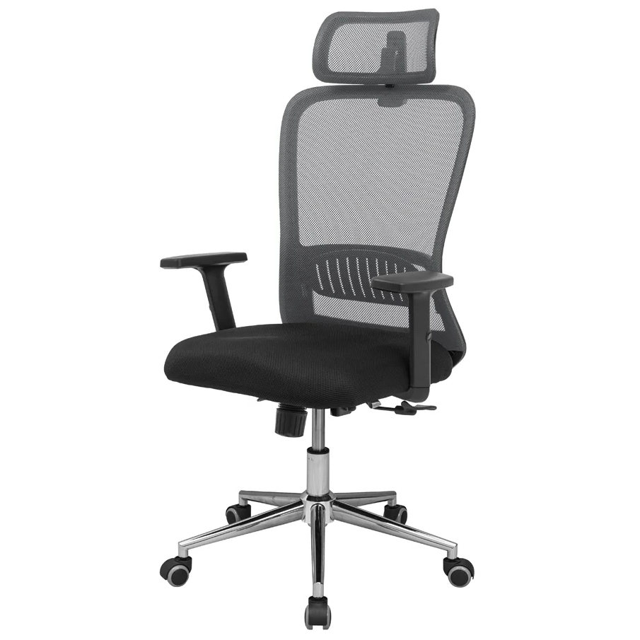 Сіткове офісне крісло з підлоговим сидіння чорне спинка сіра сітка Експерт Expert Хром Richman, фото 1