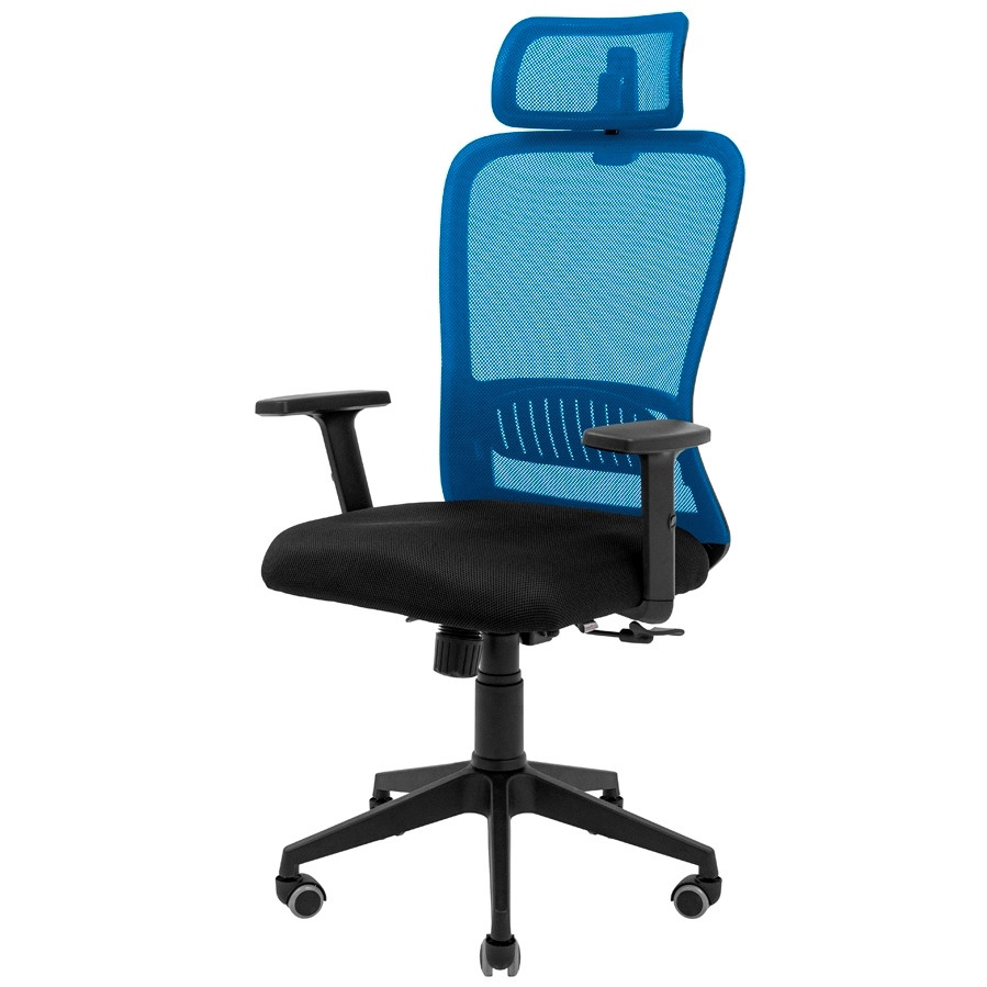 Сіткове офісне крісло з підлоговим сидіння чорна спинка синя сітка Експерт Expert Пластик Richman, фото 1