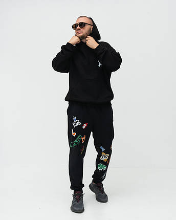 Спортивний костюм чорного кольору дтф чоловічий стильний модний худі штани, фото 1