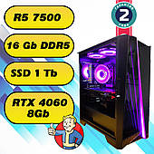 Игровой компьютер AMD Ryzen 5 7500F  (6 x 5.0 GHz) + 16 Gb DDR5 + SSD 1000 Gb + RTX 4060 8Gb