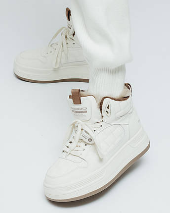 Черевики зимові на платформі Prima D'arte 9521 36 молочні шкіра, фото 1