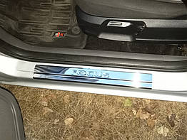 Накладки на пороги V2 для Ford Focus III Нержавіюча сталь (4 шт.)