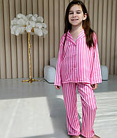 Класична піжама на ґудзиках у рожеву смужку в стилі Victoria Secret для дівчинки