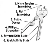 Оригінал Ключ-мультитул Swiss-Tech 6 в 1 брелок із нержавки Utili-key, фото 7