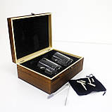 Подарунковий набір Куля 2 склянки та 6 каменів для охолодження віскі в дерев'яній коробці, фото 7