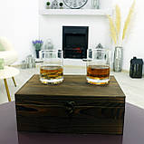 Подарунковий набір Куля 2 склянки та 6 каменів для охолодження віскі в дерев'яній коробці, фото 5