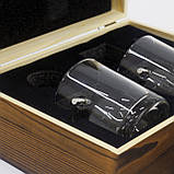 Подарунковий набір Куля 2 склянки та 6 каменів для охолодження віскі в дерев'яній коробці, фото 3