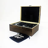 Подарунковий набір Куля 2 склянки та 6 каменів для охолодження віскі в дерев'яній коробці, фото 8