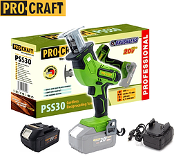 Акумуляторна шабельна пила Procraft PSS30 (Акумулятор 20 В, 4 А/год і зарядний пристрій)