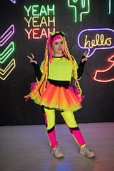 Карнавальний костюм для аніматорів Неонова кіберпанк вечірка жіночий