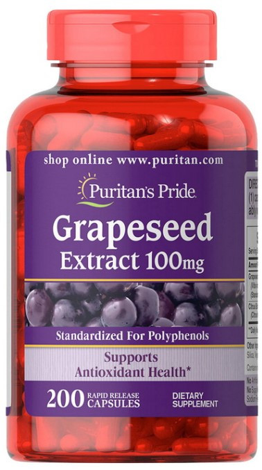 Екстракт виноградних кісточок Puritan's Pride Grapeseed Extract 100 мг 200 капсул