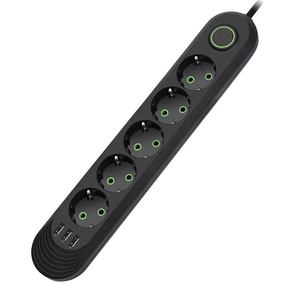 Мережевий фільтр F05U,5гн. EU+3USB,1,5м,3х0,75 мм,2500W,Black, Voltronic, Арт.56578