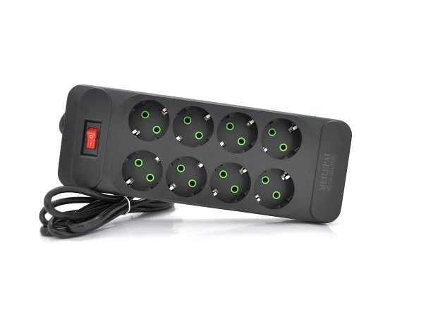 Мережевий фільтр F34,8гн. EU,з кнопкою,2м,3х0,75 мм,2500W,Black, Voltronic, Арт.56577