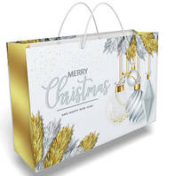 Пакет для подарунка великий горизонтальний "Merry Christmas" 36х24 см