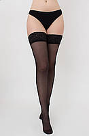 Чулки 40 ден женские полуматовые с кружевом на силиконе Giulia Emotion40 черные бежевые капучино белые 1/2 3/4