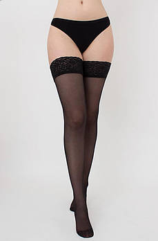 Панчохи 40 ден жіночі однотонні напівматові з мереживом на силіконі Giulia Emotion 40 чорні бежеві капучино білі 1/2 3/4