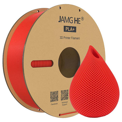 Пластик в котушці для швидкісного 3D друку Hi-Speed PLA+ Jamg He 1,75 мм 1 кг червоний, фото 1